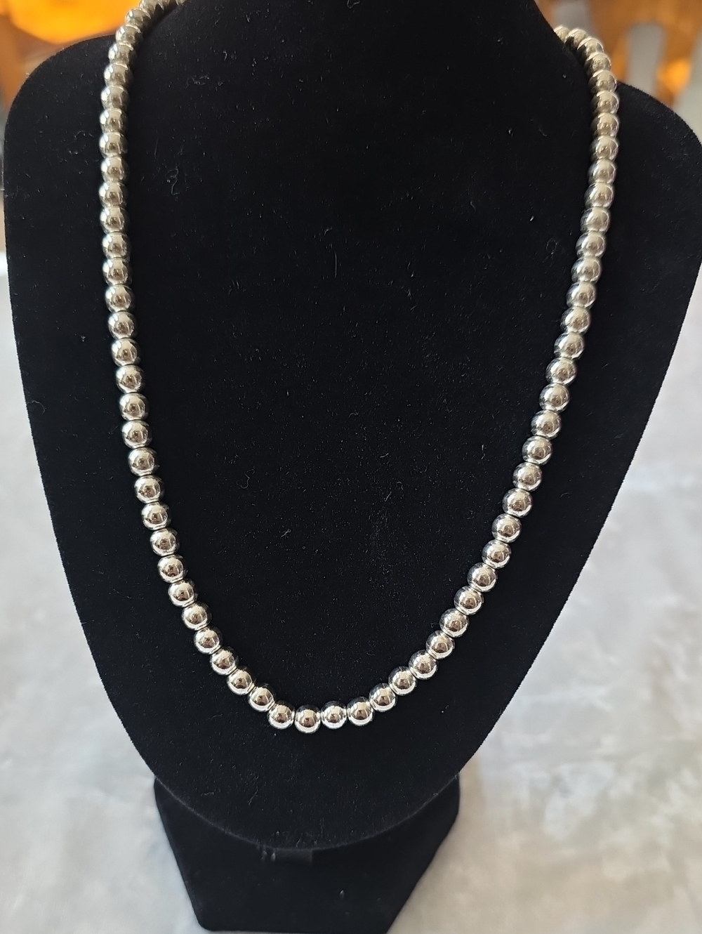 Polished Silver Tone Beaded Minimalist Coquettegirl Necklace